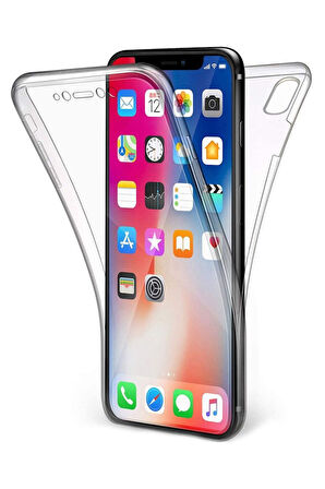 Apple iPhone X Uyumlu 360° Ön Arka Tam Koruyucu Şeffaf Silikon Full Body Kılıf