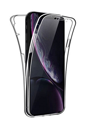 Apple iPhone XR 6.1" Uyumlu 360° Ön Arka Tam Koruyucu Şeffaf Silikon Full Body Kılıf
