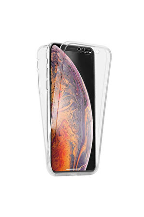 Apple iPhone XR 6.1" Uyumlu 360° Ön Arka Tam Koruyucu Şeffaf Silikon Full Body Kılıf