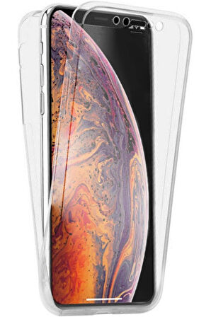 Apple iPhone XS Uyumlu 360° Ön Arka Tam Koruyucu Şeffaf Silikon Full Body Kılıf
