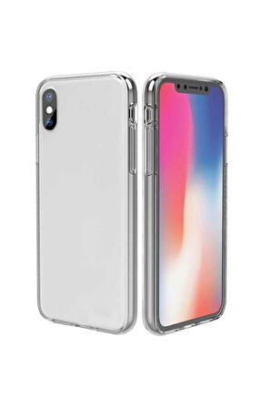 Apple iPhone XS Max 6.5" Uyumlu 360° Ön Arka Tam Koruyucu Şeffaf Silikon Full Body Kılıf