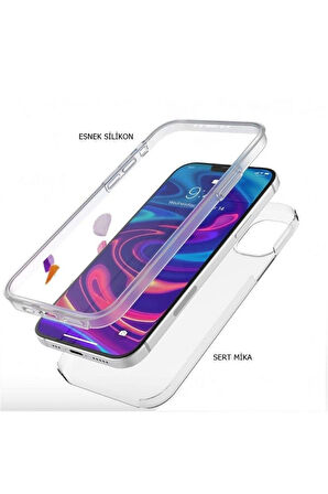 Apple iPhone 11 6.1" Uyumlu 360° Ön Arka Tam Koruyucu Şeffaf Silikon Full Body Kılıf