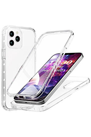 Apple iPhone 11 Pro 5.8" Uyumlu 360° Ön Arka Tam Koruyucu Şeffaf Silikon Full Body Kılıf