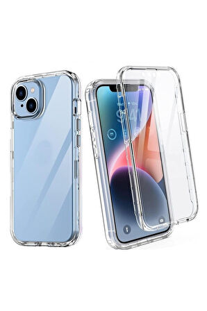 Apple iPhone 13 Uyumlu 360° Ön Arka Tam Koruyucu Şeffaf Silikon Full Body Kılıf