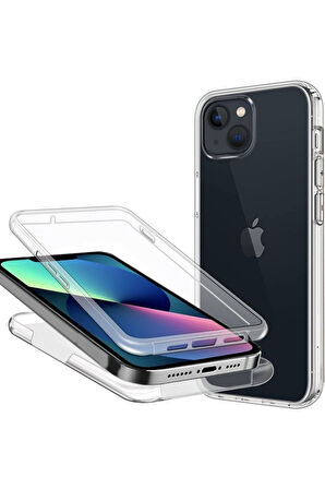 Apple iPhone 13 Mini Uyumlu 360° Ön Arka Tam Koruyucu Şeffaf Silikon Full Body Kılıf