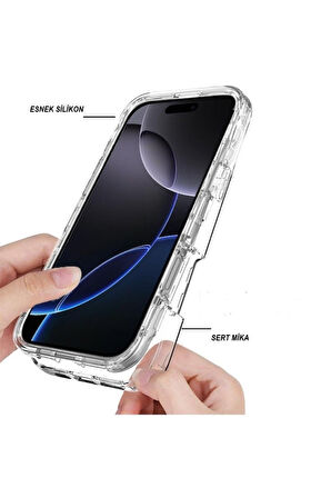 Apple iPhone 15 Plus Uyumlu 360° Ön Arka Tam Koruyucu Şeffaf Silikon Full Body Kılıf