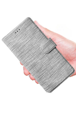 Apple iPhone 6 Plus - 6S Plus Uyumlu Kart ve Para Bölmeli Standlı Cüzdanlı Kılıf - Gri