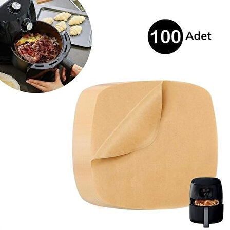 PratikAI 100 Adet Tek Kullanımlık Airfryer Pişirme Kağıdı | Yağ Geçirmez & Yapışmaz
