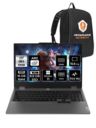 Lenovo LOQ  i5-12450HX 16GB 512GB SSD A530M/4GB 15.6" FHD 144Hz W11H 83FQ000UTR & PER4 ÇANTA