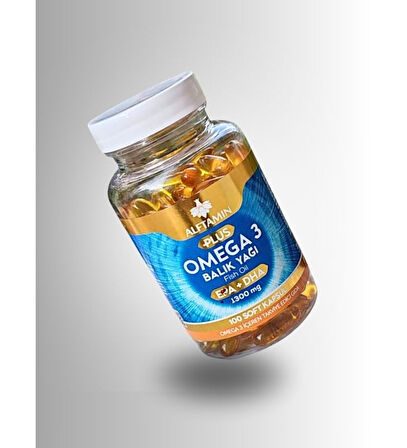 ALFTAMİN Omega 3 100 Softgel Kapsül EPA+DHA Fish Oil Takviye Edici Gıda 1300mg