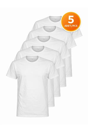Erkek Siyah Tişört 5’li Paket Basic Pamuk Bisiklet Yaka Kısa Kollu T-Shirt