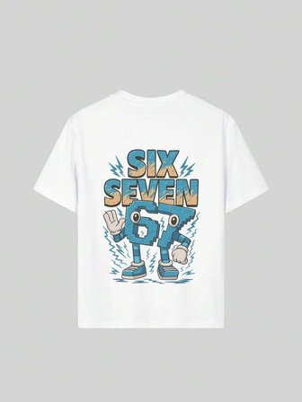Six Seven 67 Baskılı Çocuk Tişört – %100 Pamuk, Regular Yazlık Unisex T-Shirt