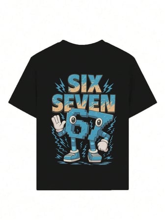 Six Seven 67 Baskılı Çocuk Tişört – %100 Pamuk, Regular Yazlık Unisex T-Shirt