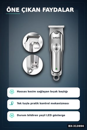 Şarj Edilebilir 0 Bıçak Kafalı Profesyonel Saç Kesme Ve Tıraş Makinesi BX-313694