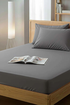 Gri Çift Kişilik Lastikli Çarşaf