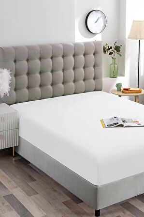 Beyaz Pamuklu Çift Kişilik Lastikli Çarşaf 160x200
