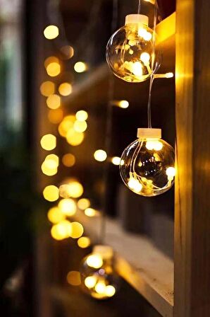 Dekoratif Işıklı Top Perde Led Fişli 8 Fonksiyonlu Günışığı Dilek Topu Ampul