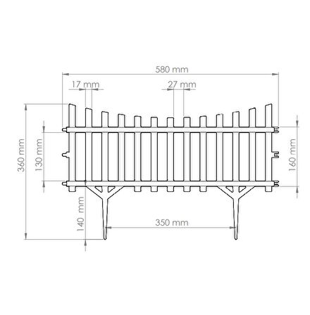 10 Adet Yeni Tasarım Mini Bahçe Çiti Dekoratif Esnek Plastik Çit Peyzaj Koruma Çiti 580-36 CM