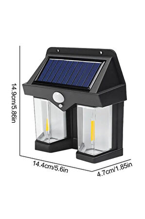 Çiftli Solar Güneş Enerjili Şarjlı Aplik Lamba Hareket Sensörlü Çift Ampul Solar Aydınlatma