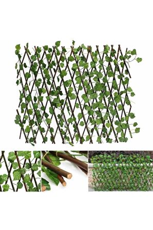 Dekoratif Yapay Akordiyon Çit Sarmaşıklı Bahçe Balkon Teras Çiti 300x60 Cm E Kadar Uzatılabilir