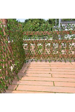 Dekoratif Yapay Akordiyon Çit Sarmaşıklı Bahçe Balkon Teras Çiti 300x60 Cm E Kadar Uzatılabilir