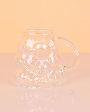 Isıya Dayanıklı Borosilikat Kulplu Üzümlü Boncuk Şekilli Bardak Kahve Ve Sunum Bardağı Üzüm Bardak