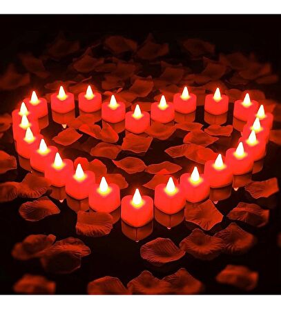 8 Adet Kalpli Led Mum Tealight Mum Kırmızı Işık Pilli Piller Dahil