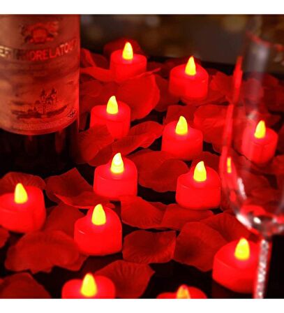 8 Adet Kalpli Led Mum Tealight Mum Kırmızı Işık Pilli Piller Dahil