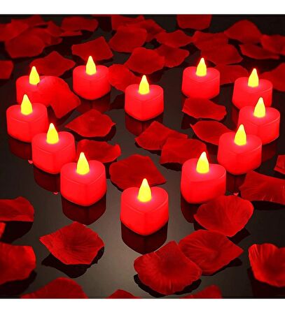 8 Adet Kalpli Led Mum Tealight Mum Kırmızı Işık Pilli Piller Dahil
