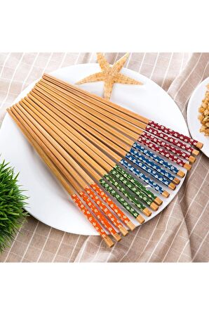 2 Adet Çin Çubuğu Chopstick, Yıkanabilir Bambu Yemek Çubuğu, Sushi Japon Çin Yemek Çubuğu, 24 Cm