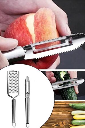 Rende Soyacak Seti Paslanmaz Çelik Peynir Çikolata Zencefil Patates Limon Rende Sebze Soyucu Ikili Set