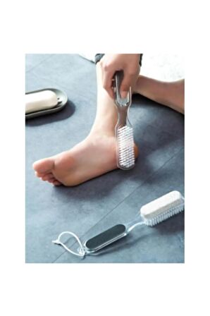 4 Step Pedicure Paddle Fırçalı Topuk Taşı Ponza Taşı Törpü Fırça 4 Farklı Kullanım Tek Ürün