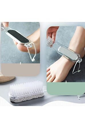 4 Step Pedicure Paddle Fırçalı Topuk Taşı Ponza Taşı Törpü Fırça 4 Farklı Kullanım Tek Ürün