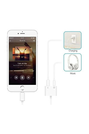 Iphone Lightning Aux 3.5mm Dönüştürücü Aynı Anda Sorunsuz Şarj Edebilen Adaptör Jo-ıp09 Beyaz