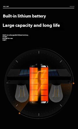 Solar Güneş Enerjili Şarjlı Aplik Lamba Hareket Sensörlü 3 Ampullu 3W