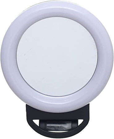 Aynalı Şarjlı Led Selfie Işığı Led Ring Light Halka Telefon Işığı 36 Led 3 Kademe Büyük Boy 12 Cm