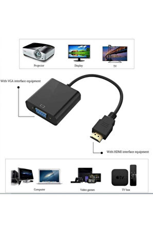 Hdmi To Vga Kablo Çevirici Dönüştürücü Görüntü Adaptör Hdtv To Vga