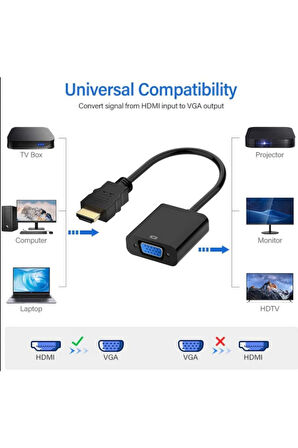 Hdmi To Vga Kablo Çevirici Dönüştürücü Görüntü Adaptör Hdtv To Vga