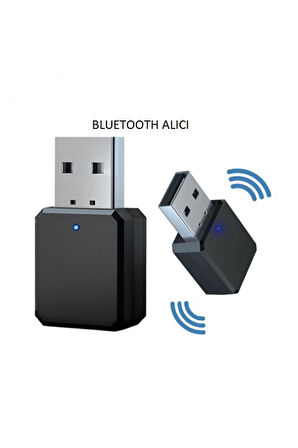 Bluetooth Araç Kiti Ses Alıcı Adaptörü Aux ve Bluetooth Uyumlu Çift Çıkışlı Aux Usb Alıcı Adaptör