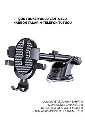 Otomatik Telefon Kavrama 360° Dönebilen Uzayabilen Vantuzlu Telefon Tutacağı CH-0011