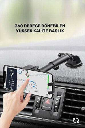 Otomatik Telefon Kavrama 360° Dönebilen Uzayabilen Vantuzlu Telefon Tutacağı CH-0011