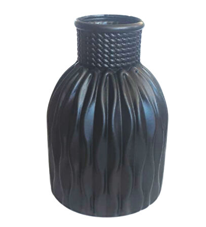 Kendinden Desenli Dar Ağızlı Plastik Vazo - Çok Amaçlı Kalemlik Fırçalık Vazo 12,5 x 8,5 Cm