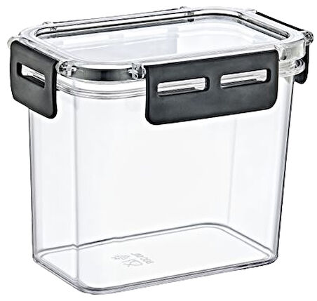 Clear Dikdörtgen Erzak Kabı - Silikonlu ve Kilitli Kapaklı Saklama Kabı 800 ML 14 x 11,5 Cm