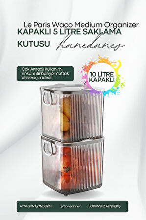 2 Katlı Waco Large Organizer Akrilik Lüx Patates Soğan & Deterjan Saklama Kabı Kapaklı 10 Litre