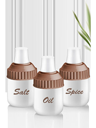 3 Parça Cam Yağlık Cam Tuzluk Cam Baharatlık 212 ML Mutfak Seti 7x14 Cm