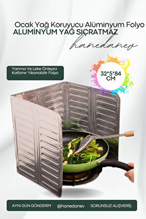 1 Adet Ocak Yağ Koruyucu Alüminyum Folyo Yanma Ve Leke Önleyici Katlanır Yıkanabilir Folyo 32*5*84