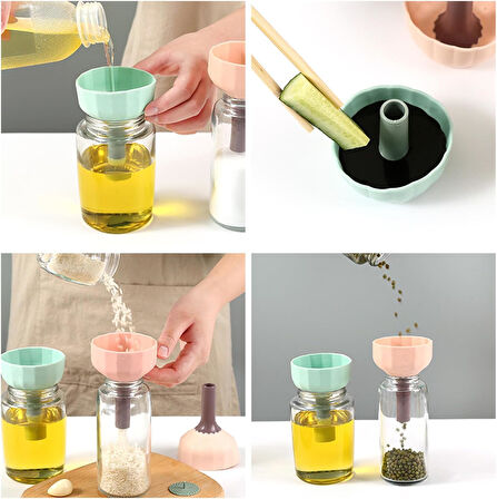 Silikon Süzgeçli Huni - Çok Amaçlı Şişe Kavanoz Hunisi - Sosluk veya Huni Olarak Kullanım