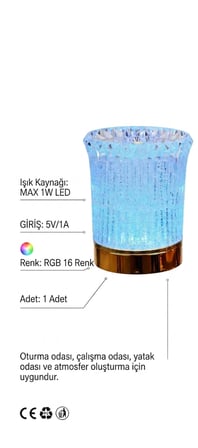 Kristal RGB 16 Renk Led Lamba Dokunmatik USB Şarjlı Şık Gece Lambası Masa Lambası PR-0367