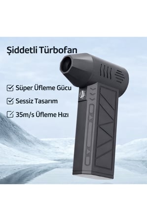 110.000 RPM Güçlü Motor, Led Işıklı Mini Şarjlı Hava Üfleyici ve Vakumlu El Süpürgesi 2 si 1 Arada
