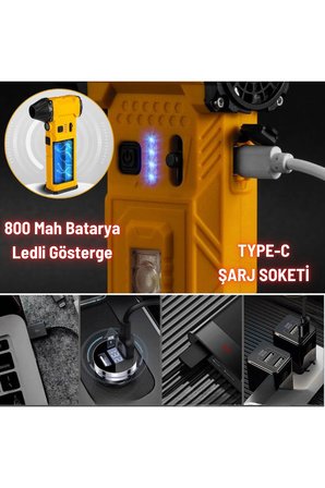 Şarjlı Mini Jet Turbo Fan Araç Kurutucu Led Işık Çakar İkaz Devir Ayarlı Mangal Üfleme Klavye Temizl